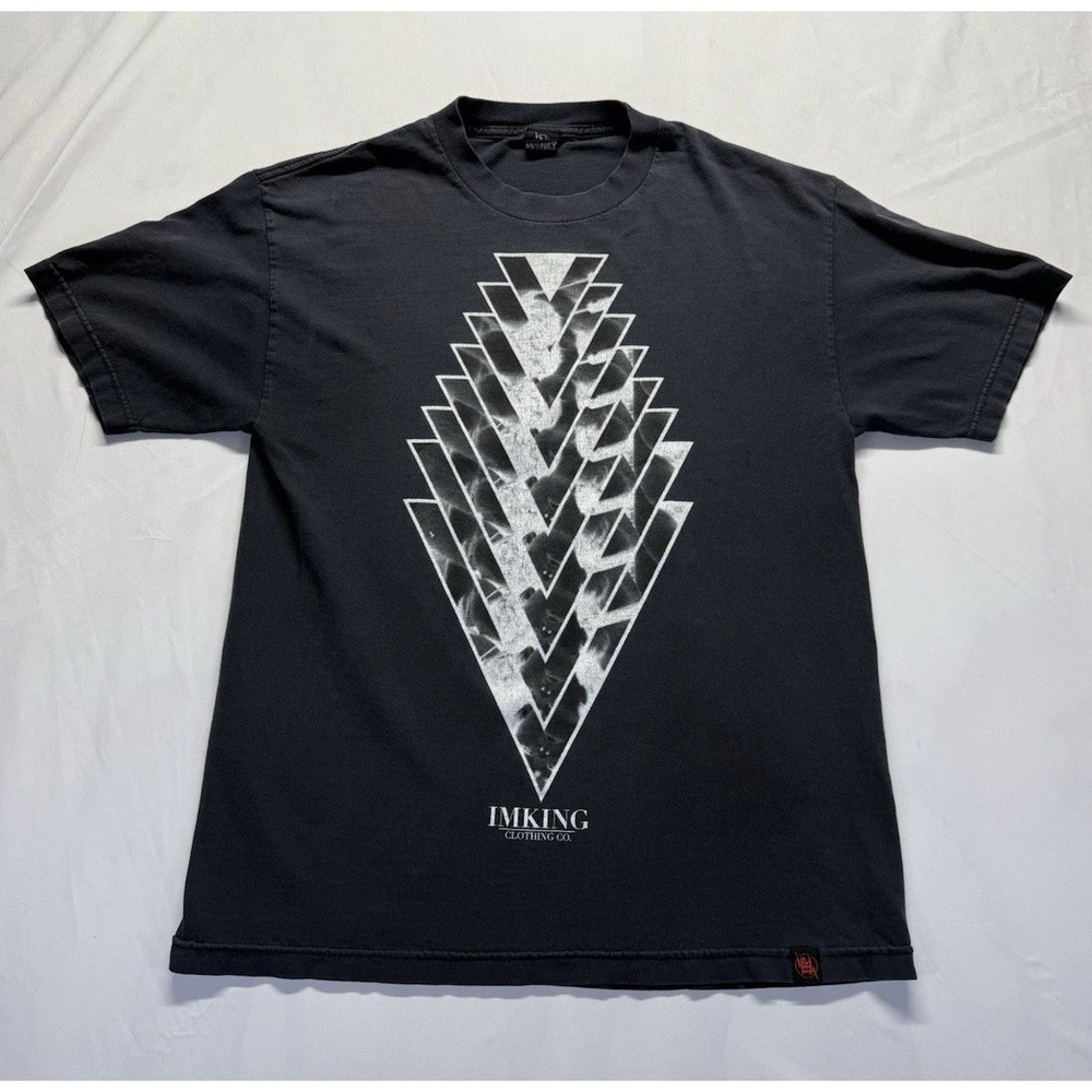 IMKing graphic t-shirt Mens L black geometric pyramid tee Money Music Mayhem